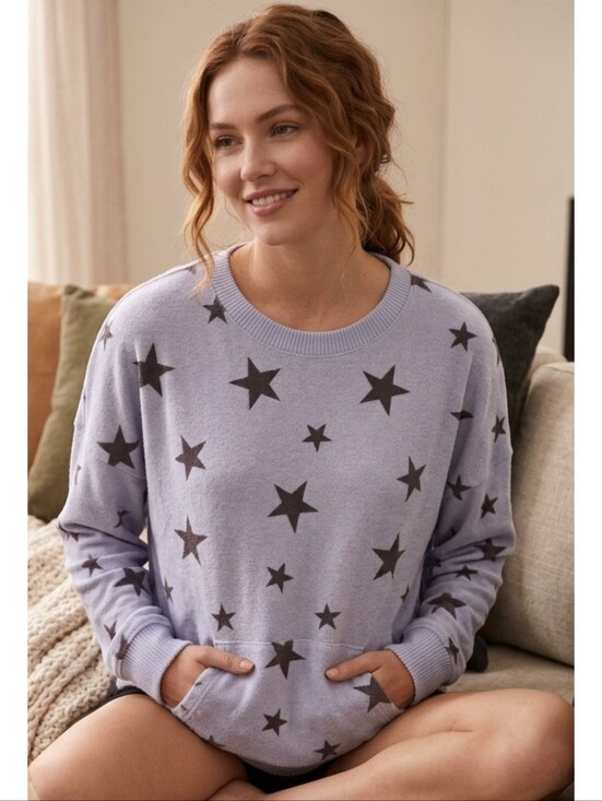 Cuddl Duds Other - Cuddlduds Cozy Star Print Fleece Lined Sweatshirt Blue Size XXL